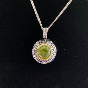 .925 Sterling Silver & 14k Accent Circle Peridot
